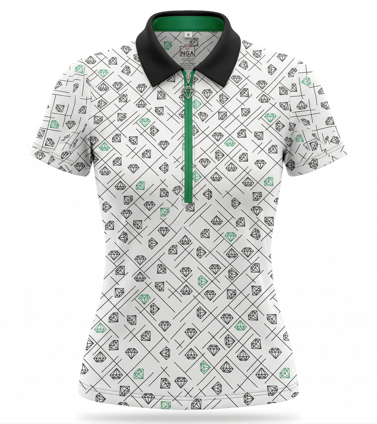 Diamond Dreams-Green Ladies Fitted Polo