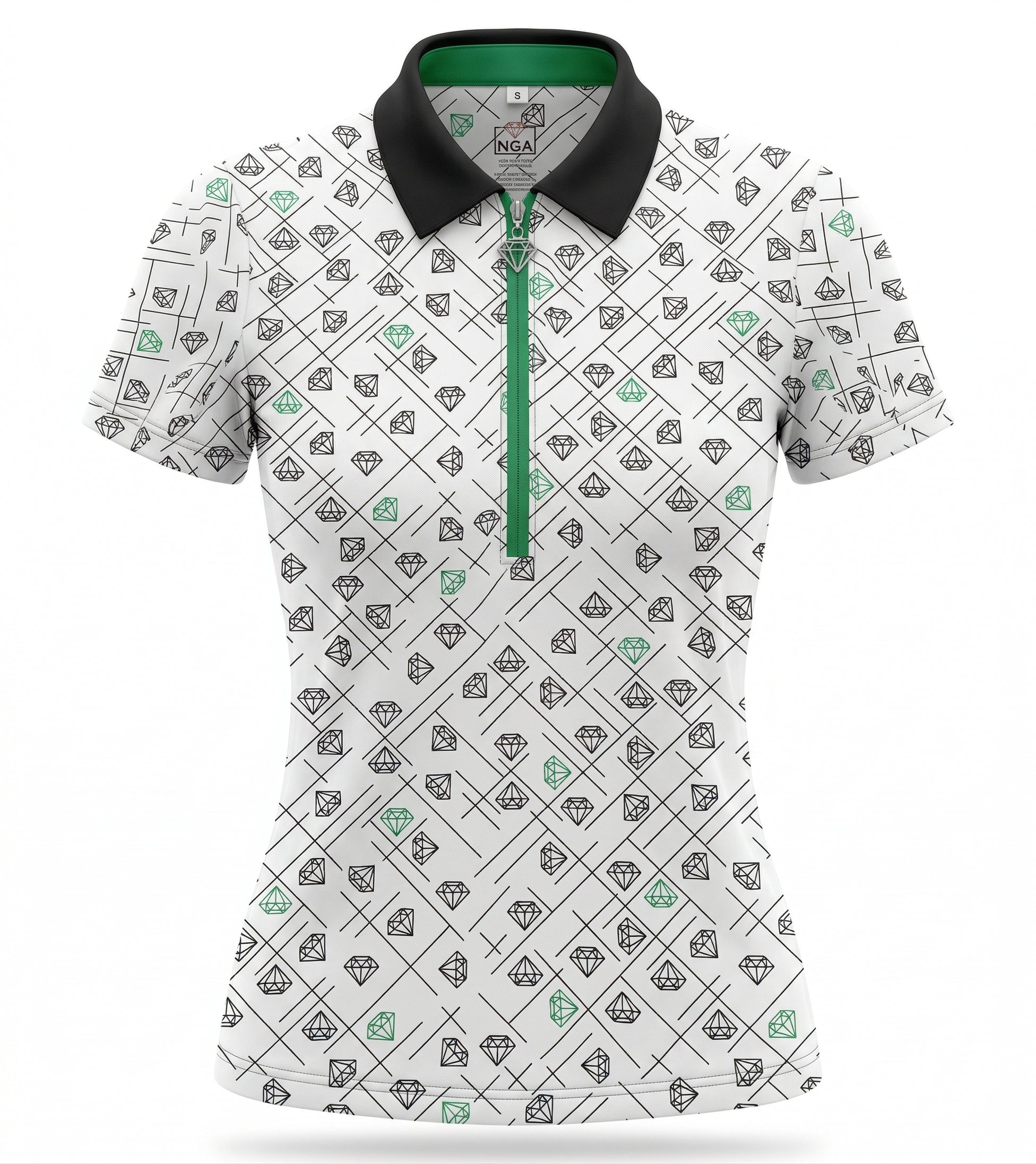Diamond Dreams-Green Ladies Fitted Polo