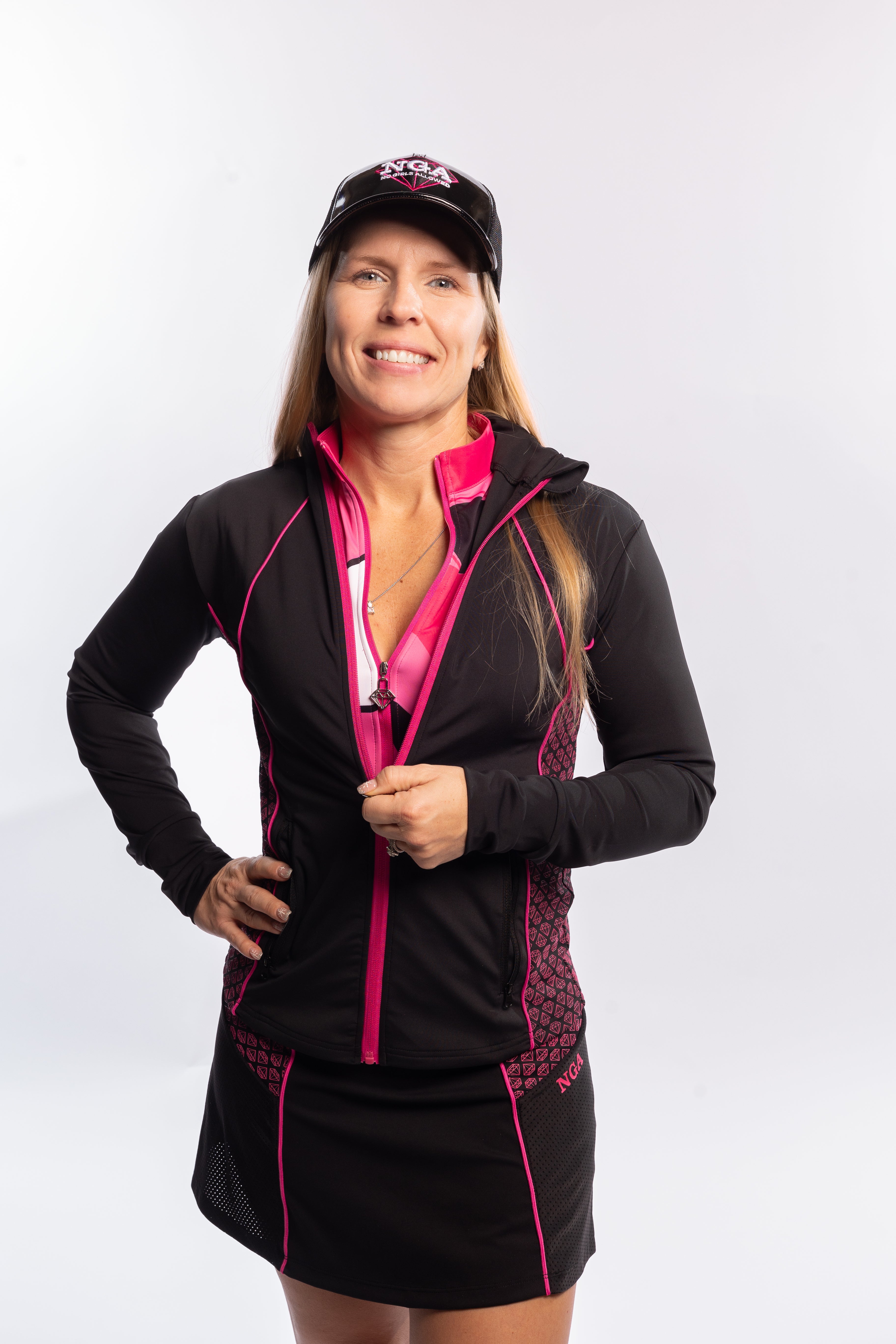 Gemma Jacket - Black/Pink Front