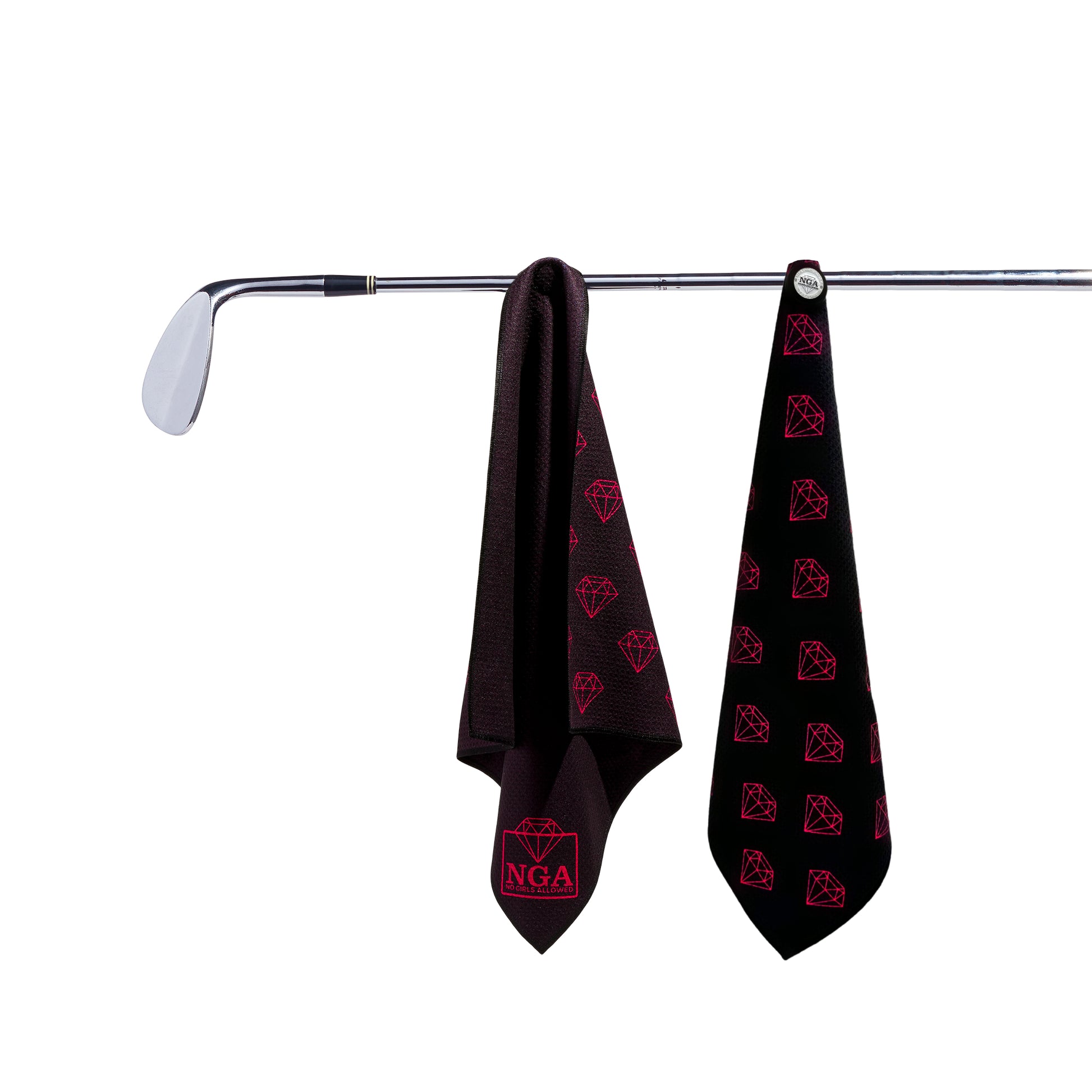 Stuck on You Magnetic Golf Towel - Black & Pink