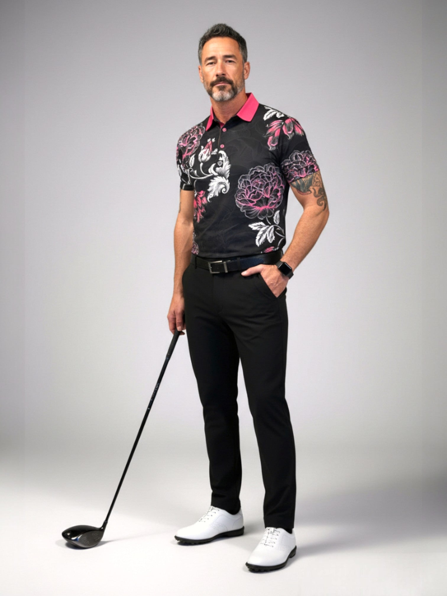 Midnight Blooms Polo for Men