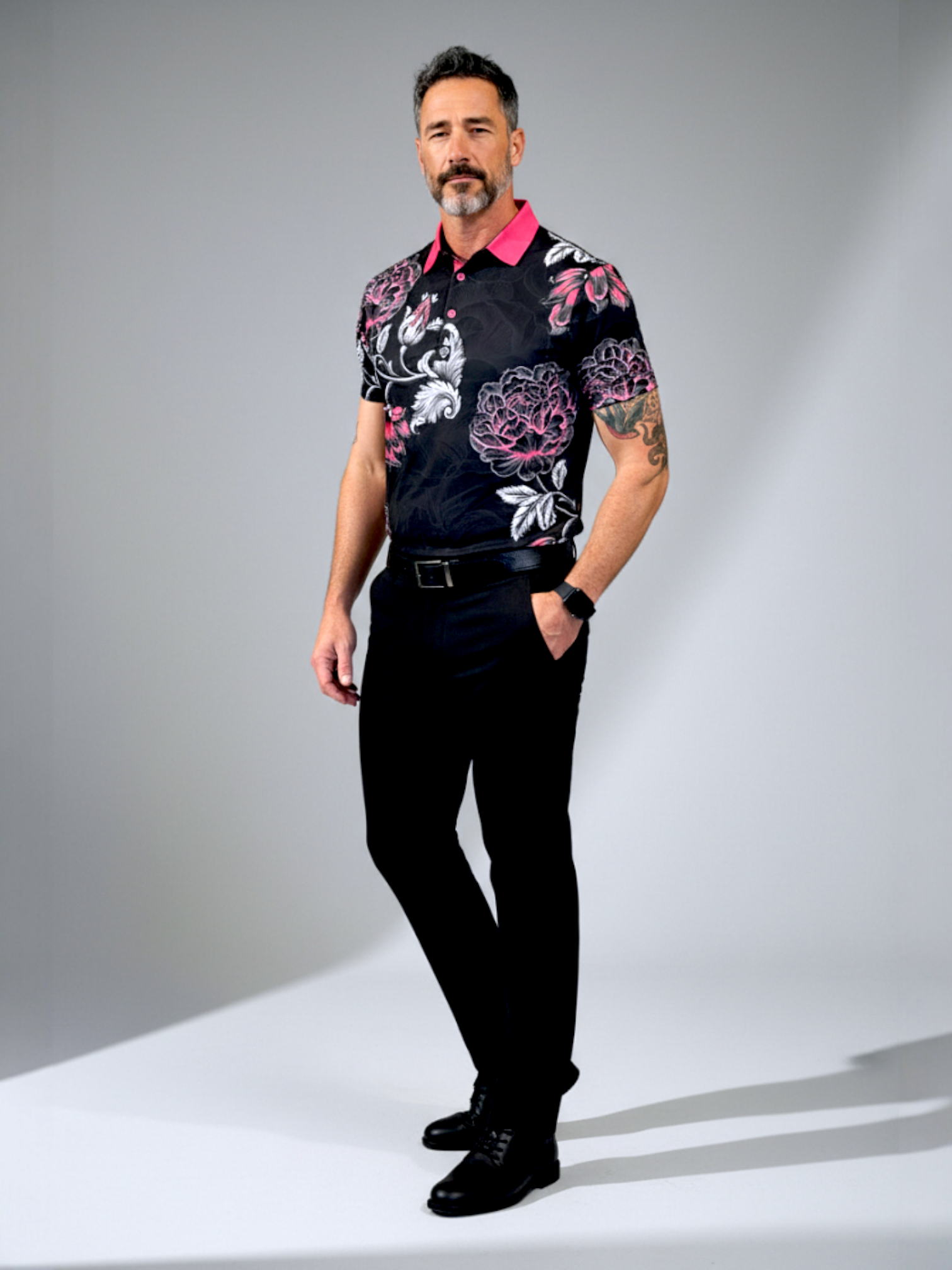 Midnight Blooms Polo for Men