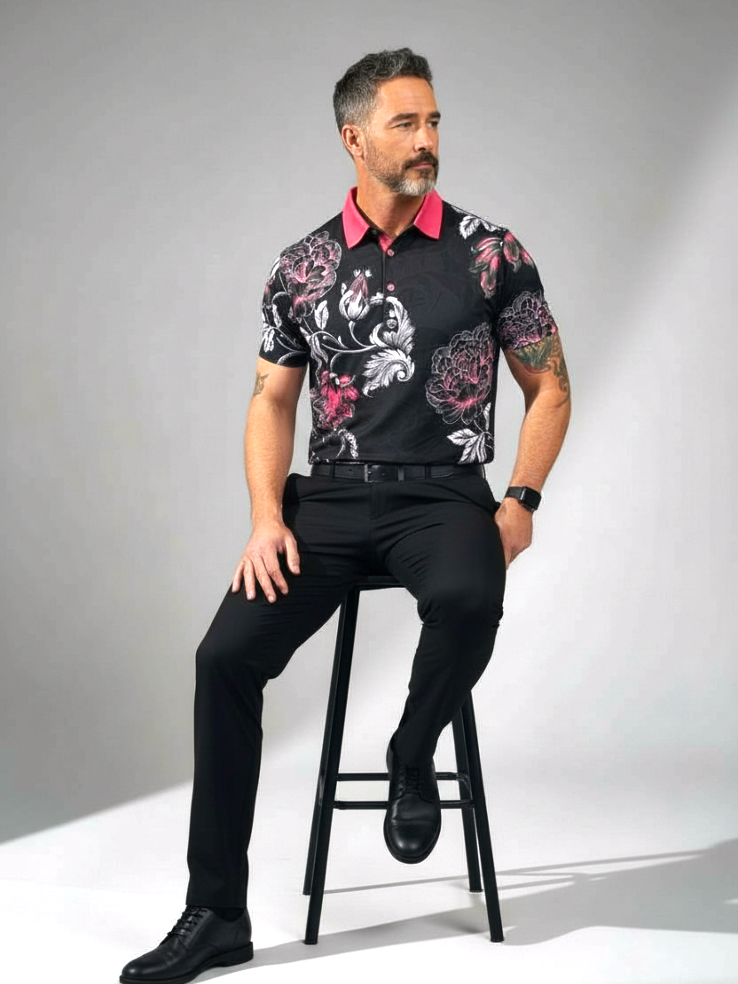 Midnight Blooms Polo for Men