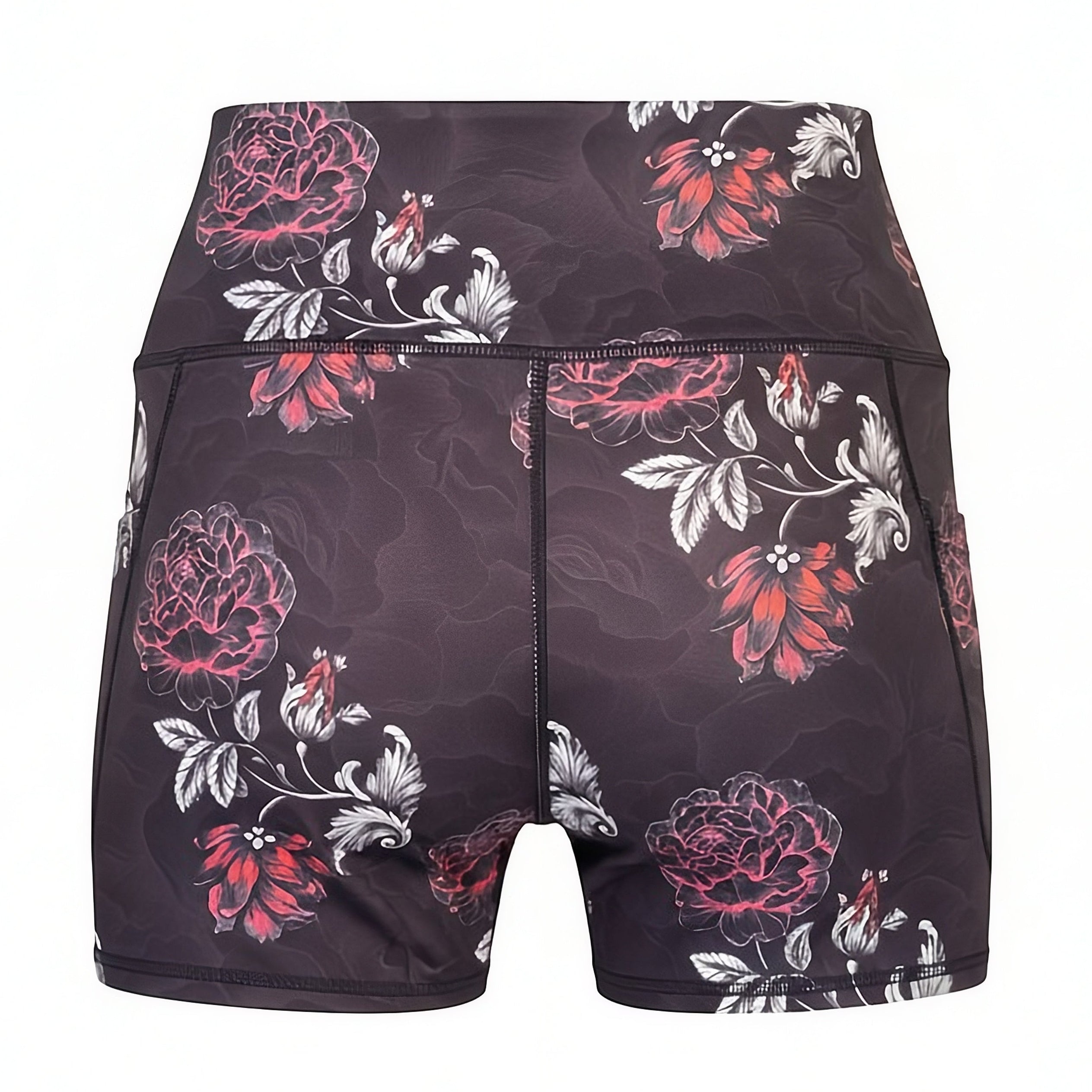 PEONY Floral-patterned shorts on a BLACK background