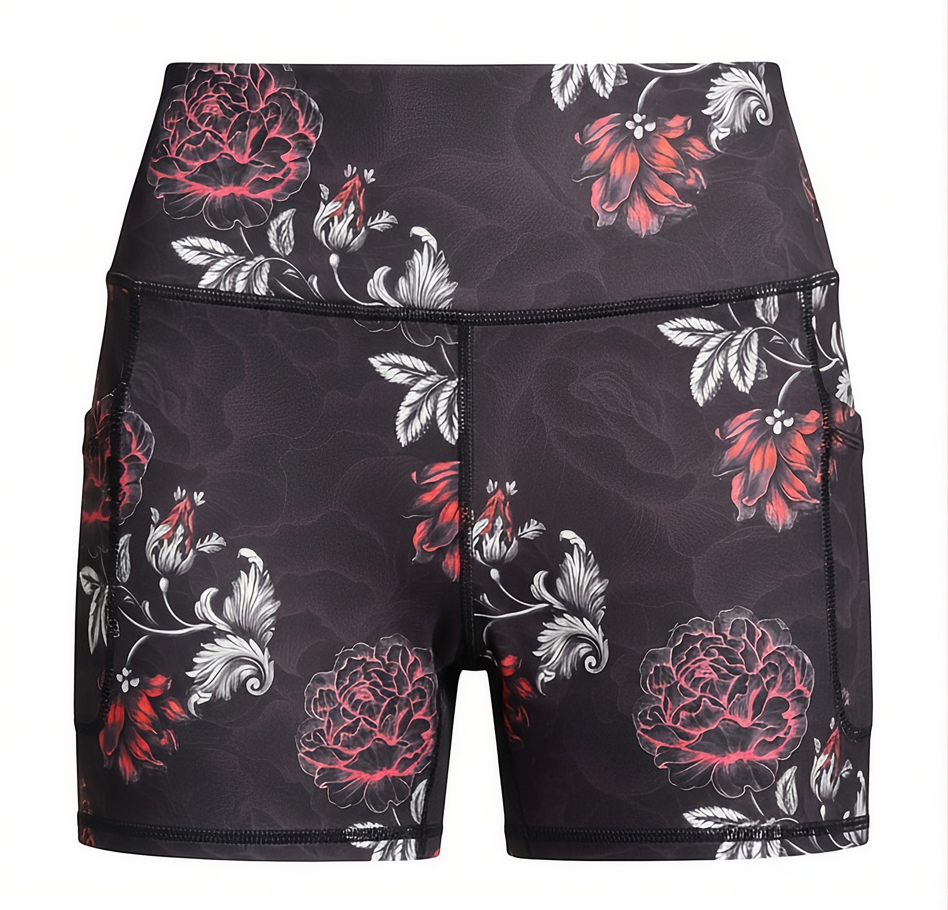 NGA 'Unders' Shorts with PEONY FLOWERS AND pattern on a BLACK background