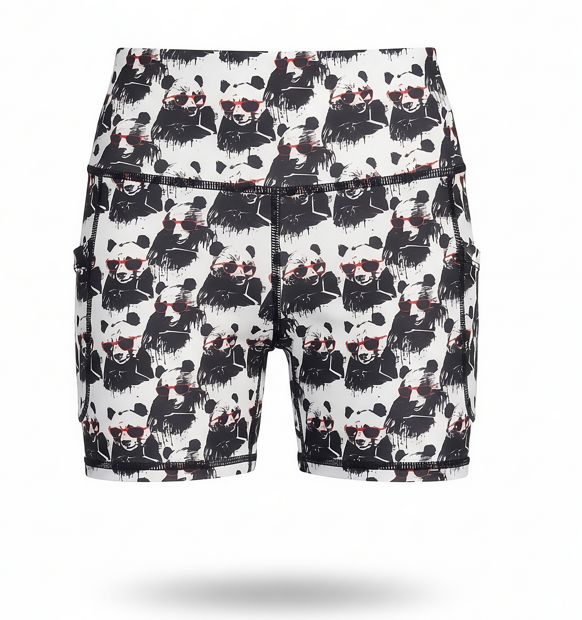NGA 'Unders' Shorts with panda WEARING PINK SUNGLASSES pattern on a white background