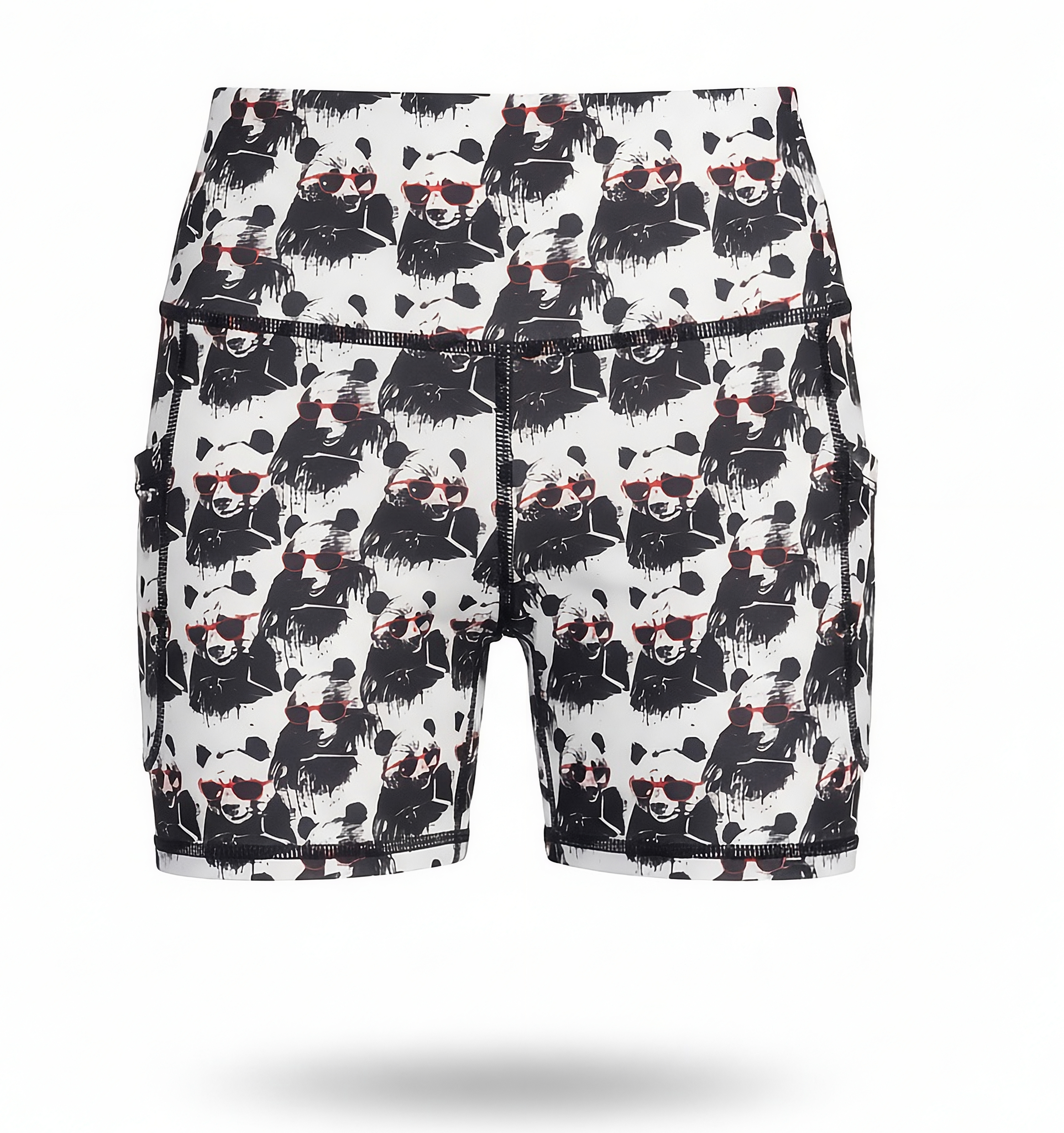 NGA 'Unders' Shorts with panda WEARING PINK SUNGLASSES pattern on a white background