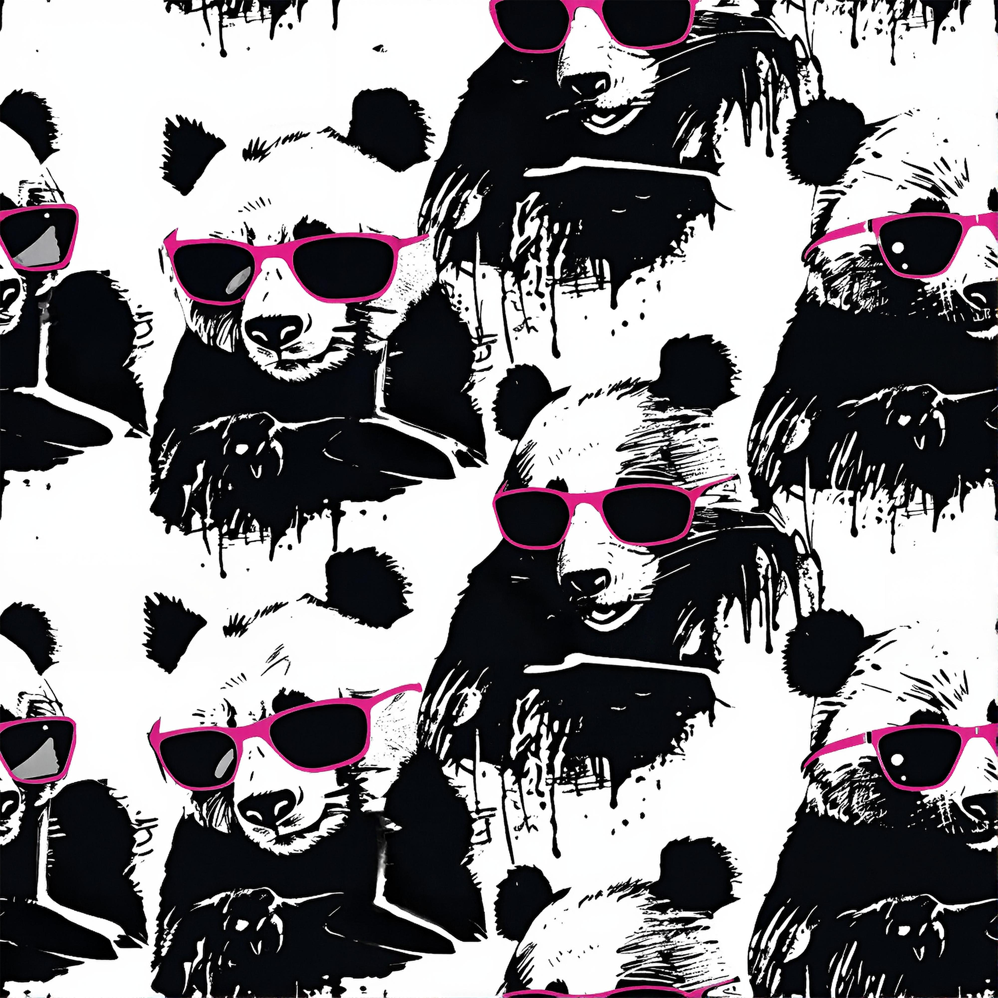 NGA UNDERS Pattern of PANDA bears wearing pink sunglasses on a white background