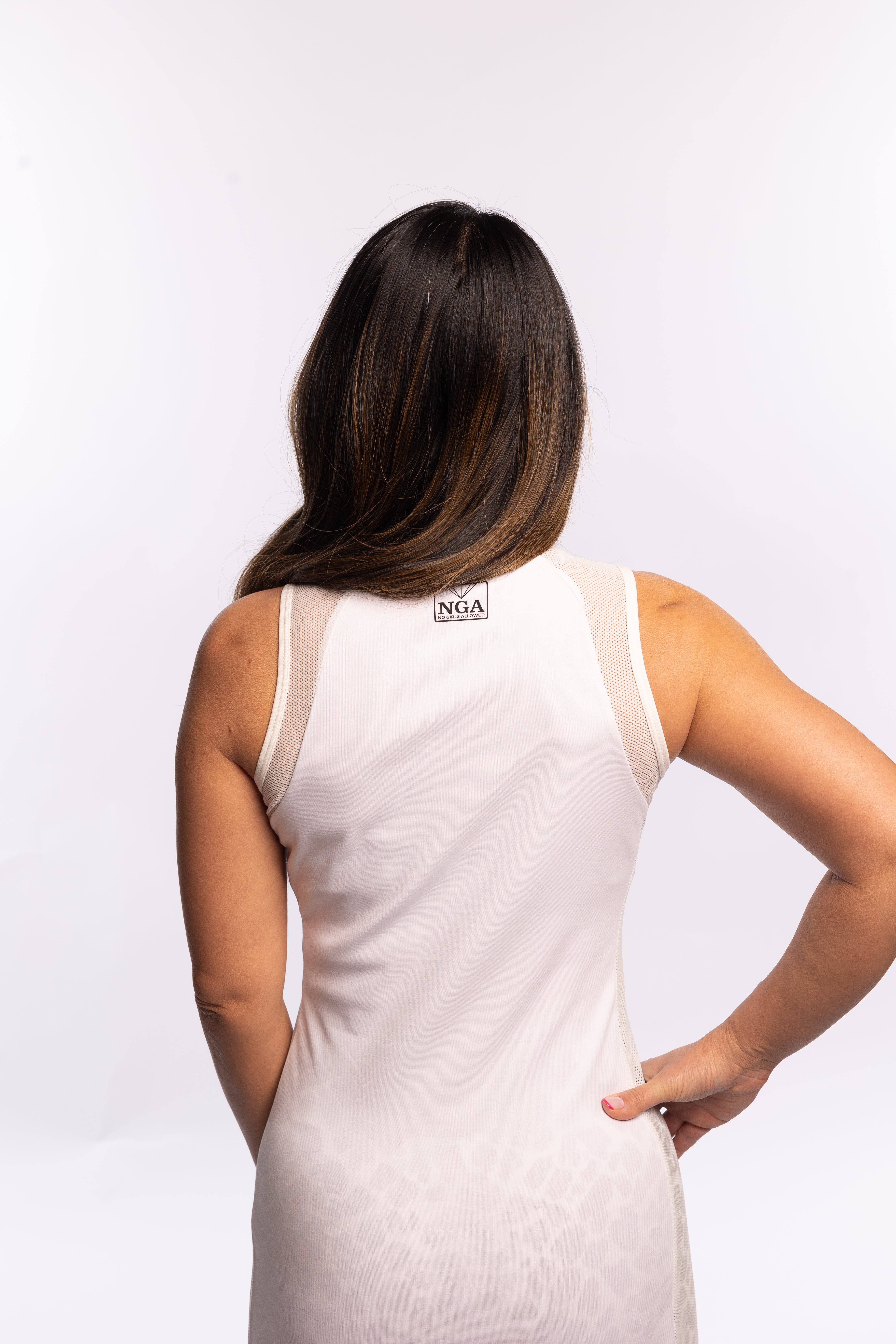 Peekaboo Dress White Back