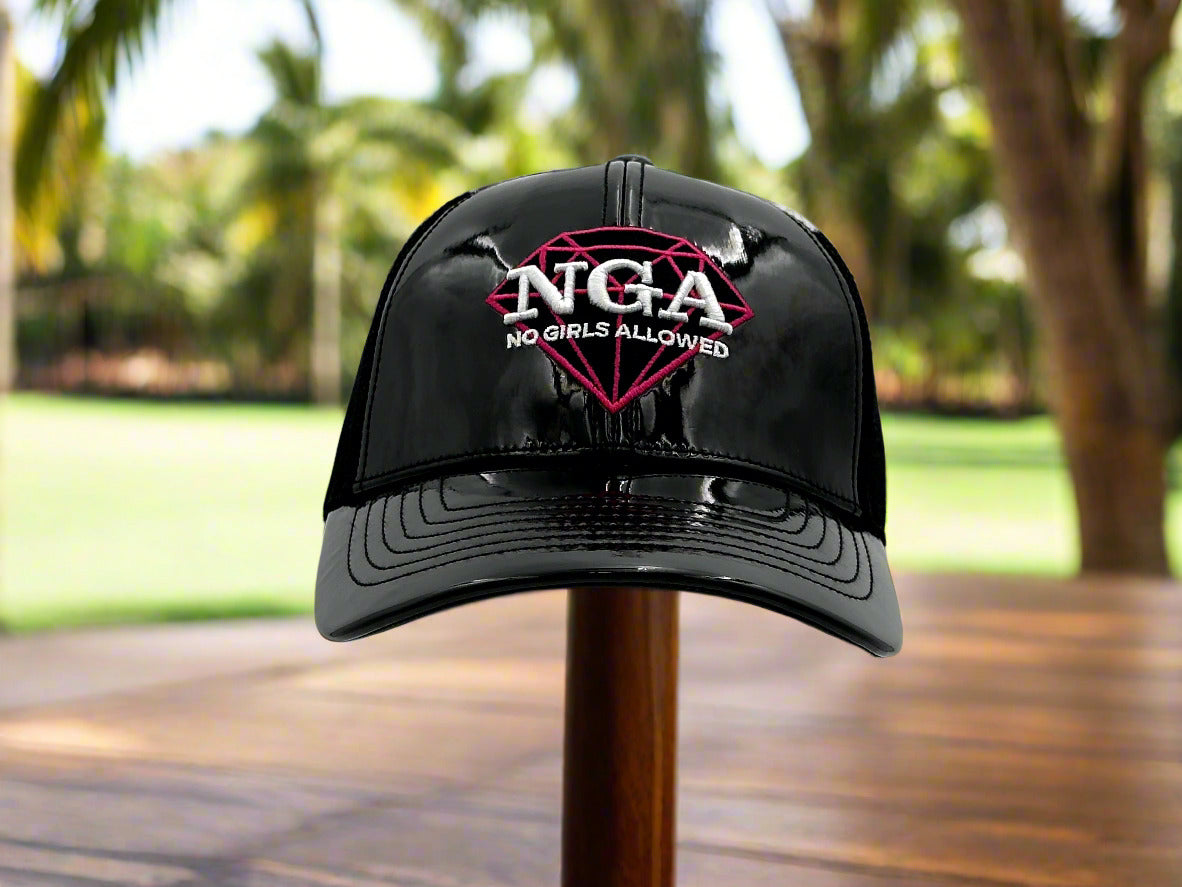 Shine Bright Hat- Black Patent Front