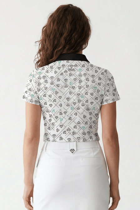 Diamond Dreams-Green Ladies Fitted Polo