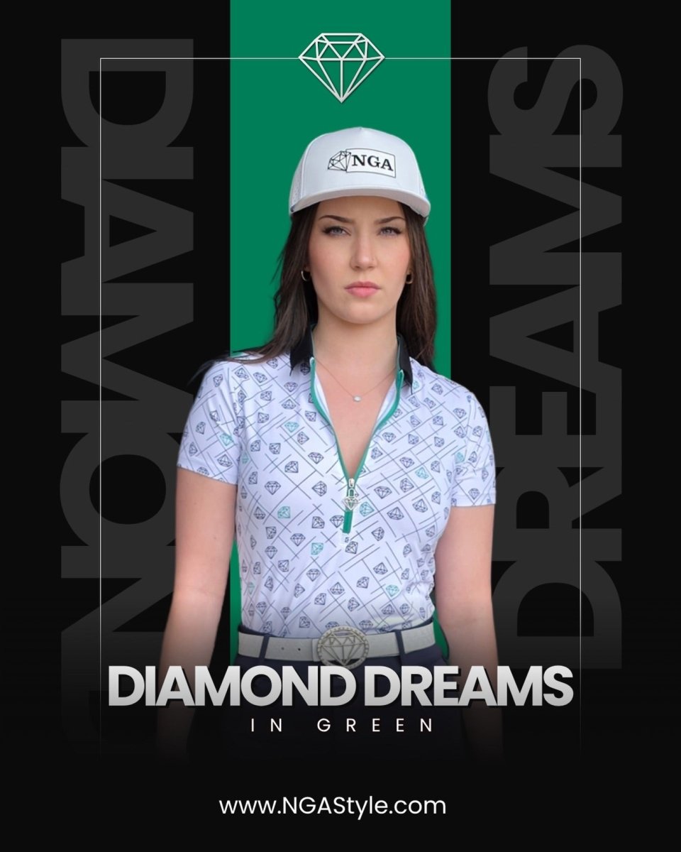 Diamond Dreams-Green Ladies Fitted Polo
