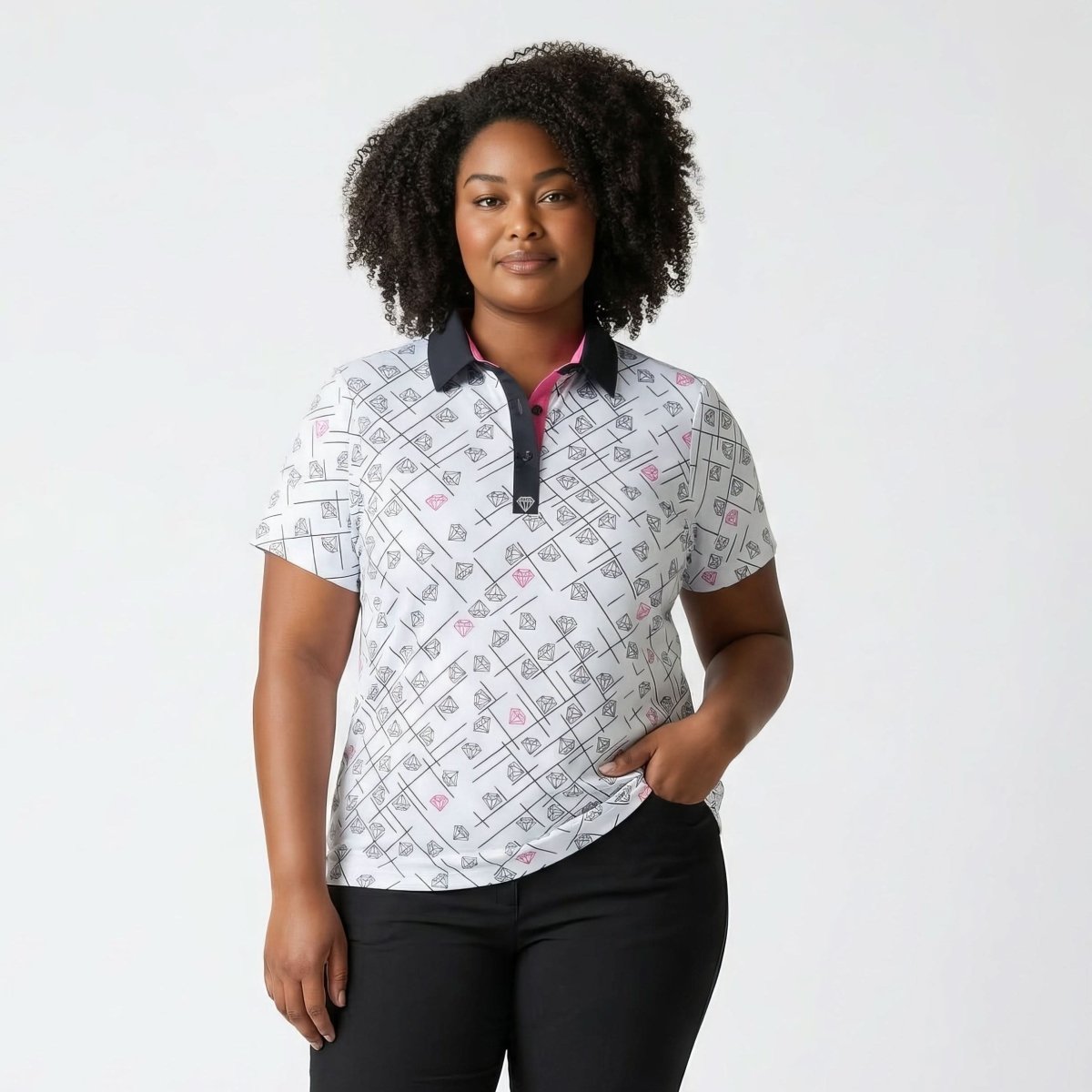 Diamond Dreams Polo - Pink - Borrowed Fit (Ladies)