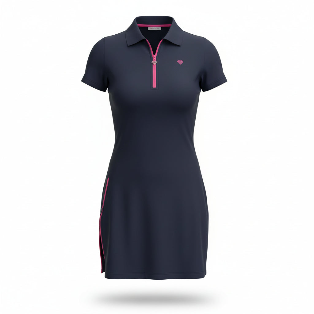 Sneak Peek Short Sleeve Dress - Pink on Navy