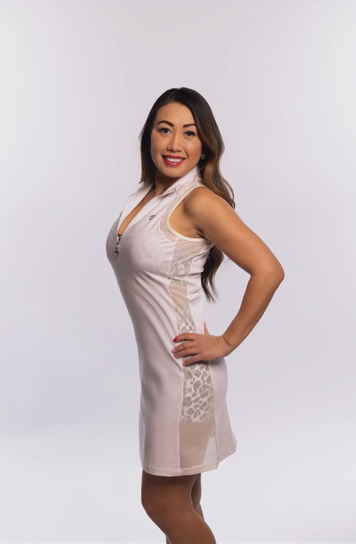 Load video: Elizabeth Peekaboo Dress White Video