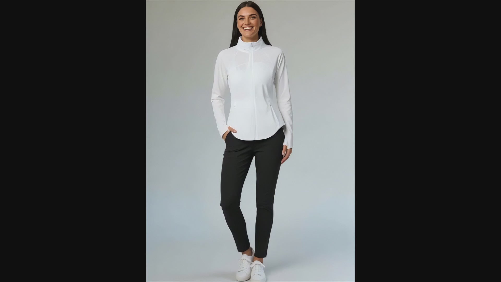 Load video: Backtalk White Athletic Windbreaker Jacket