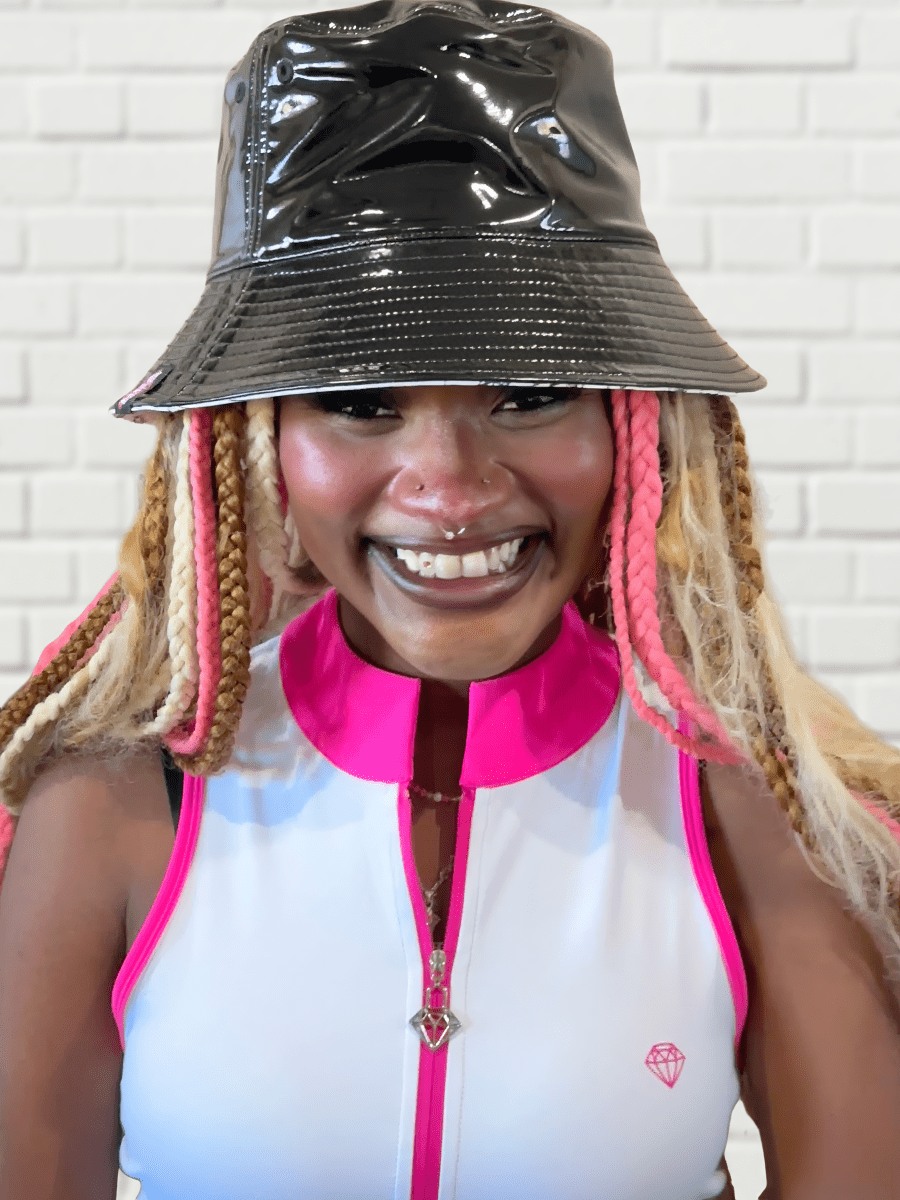 Shine Bright Reversible Bucket Hat - Black Patent / Diamond Dreams - NGA - No Girls Allowed