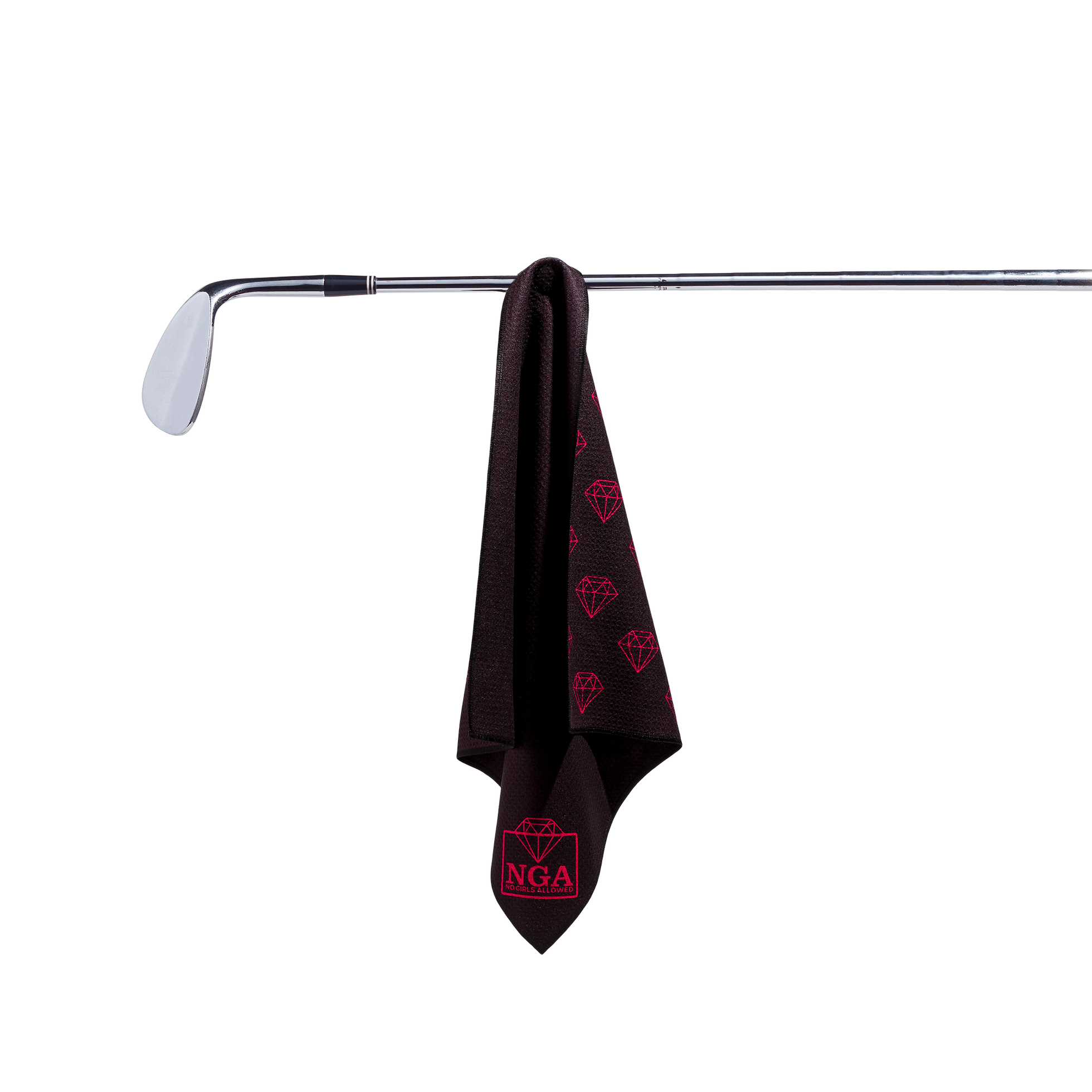 Stuck on You Magnetic Golf Towel - Black & Pink - NGA - No Girls Allowed