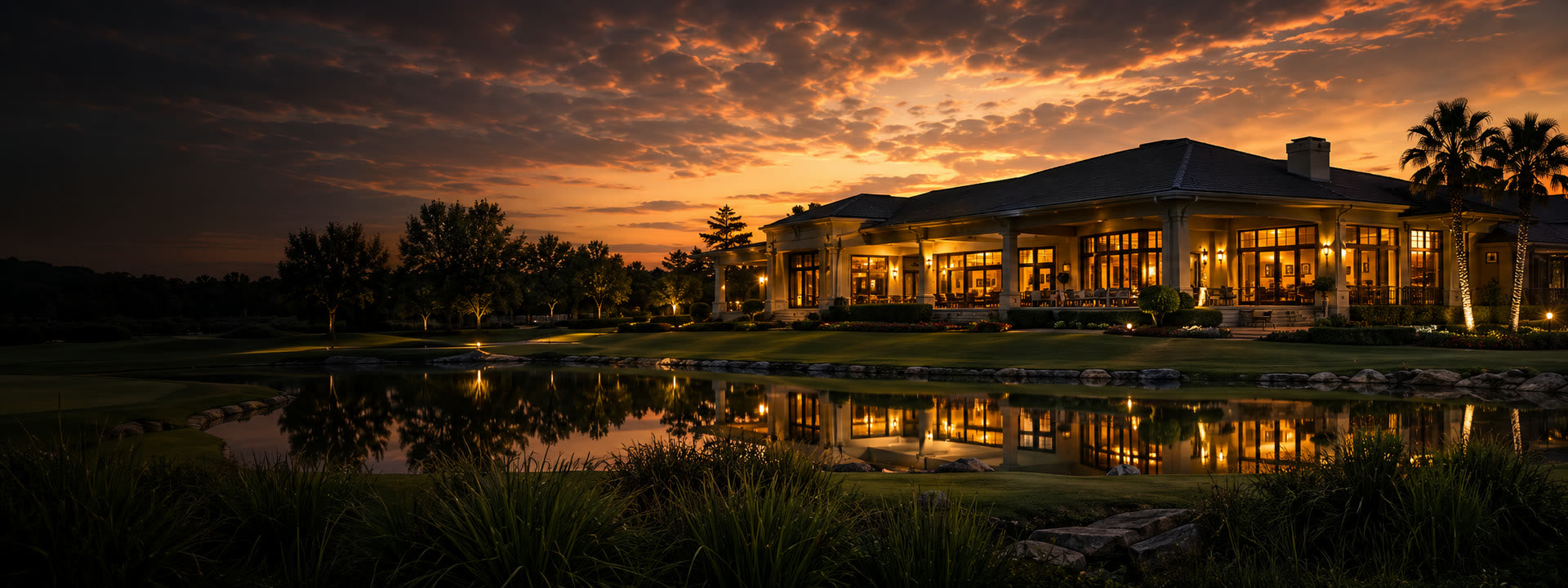 The NGA clubhouse at dusk